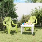 Scaune grădină de copii 2 buc. verde 37x34x44 cm PP aspect lemn GartenMobel Dekor