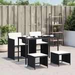 Set mobilier de grădină cu perne, 5 piese, negru, poliratan GartenMobel Dekor