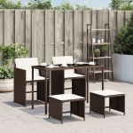 Set mobilier de grădină, 5 piese, cu perne, maro, poliratan GartenMobel Dekor