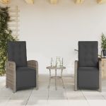 Scaun de grădină rabarabil cu suport picioare,2 buc., poliratan GartenMobel Dekor