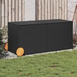 Ladă depozitare de grădină cu roți, negru, 283 L, poliratan GartenMobel Dekor