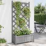 Jardinieră cu spalier, gri, lemn masiv de brad GartenMobel Dekor