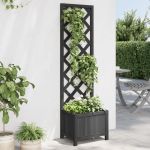 Jardinieră cu spalier, negru, lemn masiv de brad GartenMobel Dekor