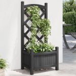 Jardinieră cu spalier, negru, lemn masiv de brad GartenMobel Dekor