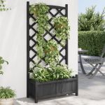 Jardinieră cu spalier, negru, lemn masiv de brad GartenMobel Dekor