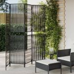 Separator de cameră cu 4 panouri, negru, poliratan GartenMobel Dekor