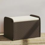 Bancă de depozitare cu pernă, maro, 80x51x52 cm, poliratan GartenMobel Dekor