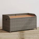 Bancă de grădină, gri, 100x50x52 cm, poliratan și lemn acacia GartenMobel Dekor