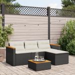 Set mobilier de grădină cu perne, 3 piese, negru, poliratan GartenMobel Dekor