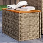 Mese laterale de grădină 2 buc. bej 55x34x37cm lemn/poliratan GartenMobel Dekor