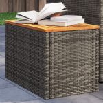 Mese laterale de grădină 2 buc. gri 55x34x37cm lemn/poliratan GartenMobel Dekor