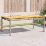 Masă grădină, gri, 180x90x75 cm, poliratan și lemn de acacia GartenMobel Dekor