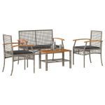 Set mobilier de grădină cu perne, 4 piese, gri, poliratan GartenMobel Dekor