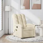 Fotoliu rabatabil de masaj, crem, material textil GartenMobel Dekor