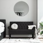 Bancă cu spătar, negru, 120x62x75,5 cm, textil GartenMobel Dekor