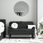 Banchetă cu spătar, negru, 119,5x64,5x75 cm, catifea GartenMobel Dekor