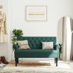 Banchetă cu spătar, verde închis, 120x62x75,5 cm, textil GartenMobel Dekor