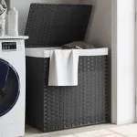Coș de rufe cu 2 secțiuni, gri, 53x35x57 cm, poliratan GartenMobel Dekor