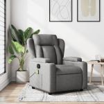 Fotoliu de masaj rabatabil, gri închis, material textil GartenMobel Dekor