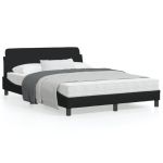 Cadru de pat cu tăblie, negru, 140x190 cm, textil GartenMobel Dekor