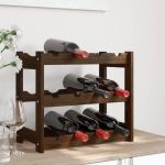 Suport sticle de vin, 12 sticle, maro, lemn masiv de pin GartenMobel Dekor