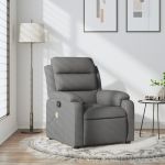 Fotoliu de masaj rabatabil, gri închis, material textil GartenMobel Dekor