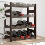 Suport sticle de vin, 16 sticle, negru, lemn masiv de pin GartenMobel Dekor