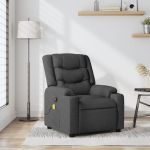 Fotoliu de masaj rabatabil, gri închis, material textil GartenMobel Dekor