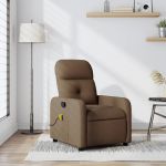 Fotoliu de masaj rabatabil, maro, material textil GartenMobel Dekor