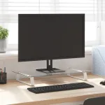 Suport de monitor, alb, 60x35x8 cm, sticlă securizată și metal GartenMobel Dekor