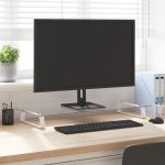 Suport de monitor, alb, 80x35x8 cm, sticlă securizată și metal GartenMobel Dekor