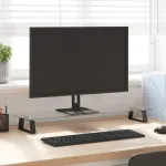 Suport de monitor, negru, 80x20x8 cm, sticlă securizată/ metal GartenMobel Dekor