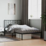 Cadru de pat din metal cu tăblie, negru, 107x203 cm GartenMobel Dekor