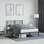 Cadru de pat metalic cu tăblie, negru, 120x200 cm GartenMobel Dekor