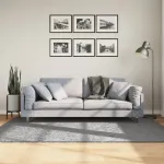 Covor pufos "PAMPLONA" cu fire înalte, gri modern, 140x200 cm GartenMobel Dekor