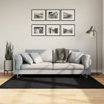 Covor pufos "PAMPLONA" cu fire înalte, negru modern, 120x170 cm GartenMobel Dekor
