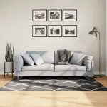 Covor pufos cu fire înalte, negru și crem modern, 120x170 cm GartenMobel Dekor