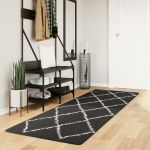 Covor pufos cu fire înalte, negru și crem modern, 80x250 cm GartenMobel Dekor