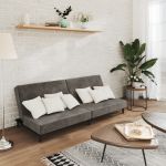 Canapea extensibilă cu 2 locuri, gri închis, catifea GartenMobel Dekor
