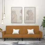 Canapea extensibilă cu 2 locuri, maro, catifea GartenMobel Dekor