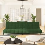 Canapea extensibilă cu 2 locuri, verde închis, catifea GartenMobel Dekor