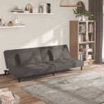 Canapea extensibilă cu 2 locuri, 2 perne, gri închis, catifea GartenMobel Dekor