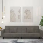 Canapea extensibilă cu 2 locuri, 2 perne, gri închis, catifea GartenMobel Dekor