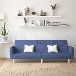 Canapea extensibilă cu 2 locuri, albastru, material textil GartenMobel Dekor