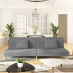 Canapea extensibilă cu 2 locuri, 2 perne, gri deschis, textil GartenMobel Dekor