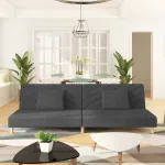 Canapea extensibilă cu 2 locuri, 2 perne, gri închis, textil GartenMobel Dekor