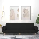 Canapea extensibilă cu 2 locuri, 2 perne, negru, textil GartenMobel Dekor