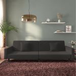 Canapea extensibilă cu 2 locuri, 2 perne, negru, catifea GartenMobel Dekor