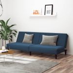 Canapea extensibilă cu 2 locuri, albastru, catifea GartenMobel Dekor