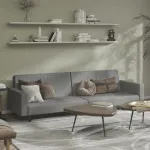 Canapea extensibilă cu 2 locuri, gri deschis, catifea GartenMobel Dekor